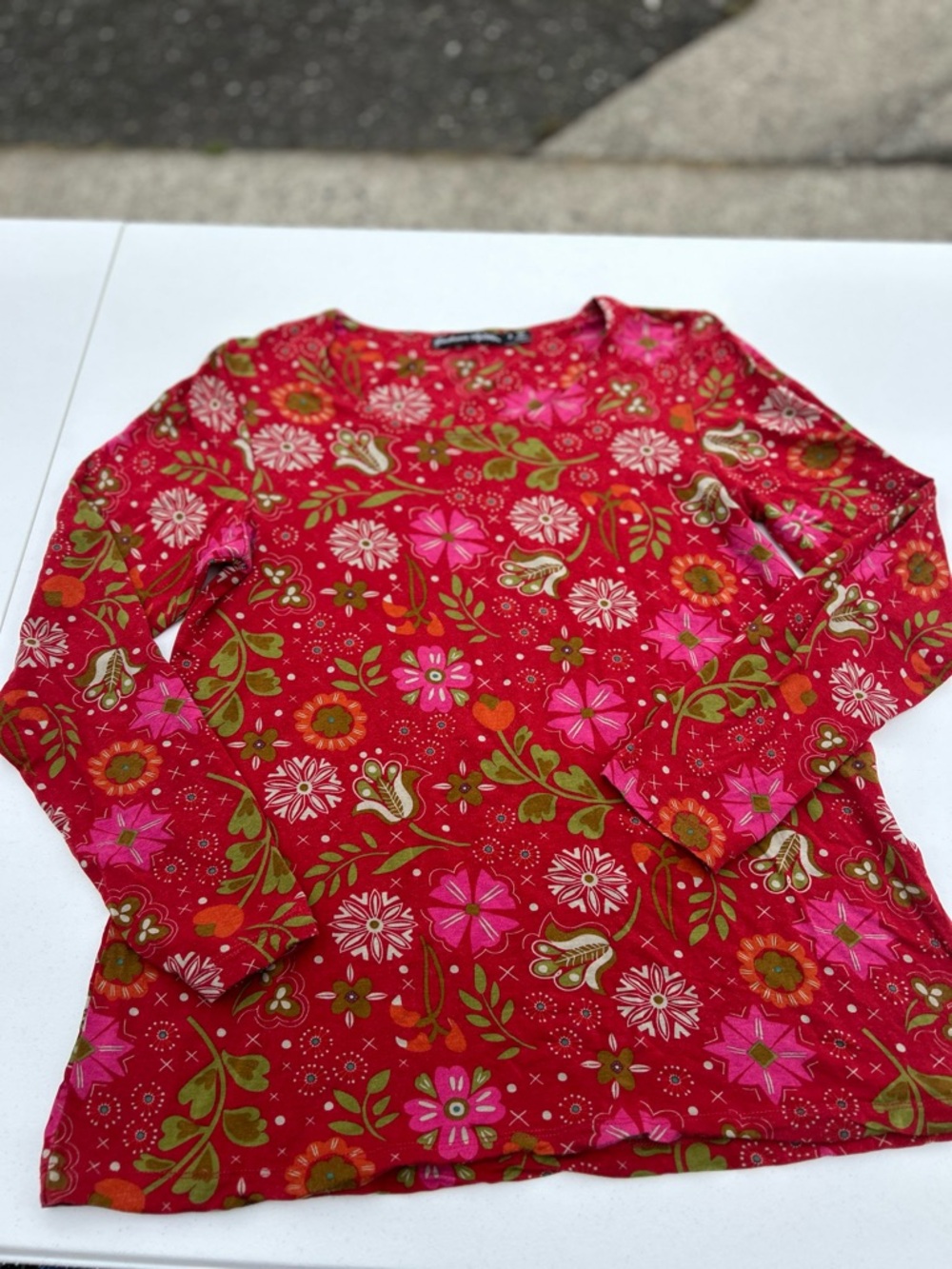 Gudrun Sjoden Red Floral Long Sleeve Top - Picture 3 of 9